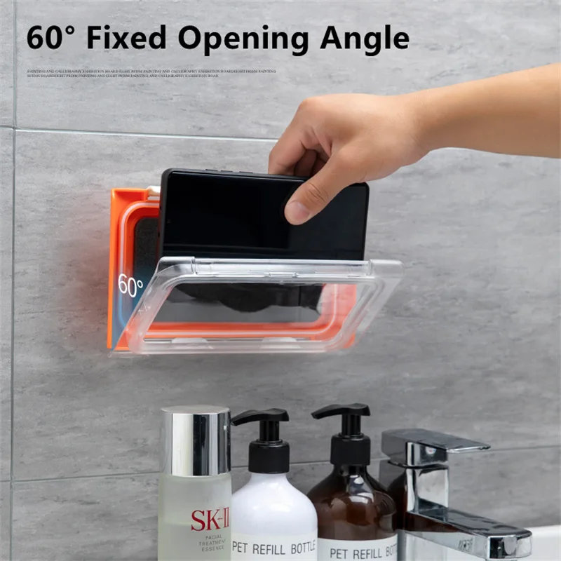 mobile phone bathroom waterproof bracket phone case wall mounted full coverage phone case touch screen phone case shower seal free global shipping