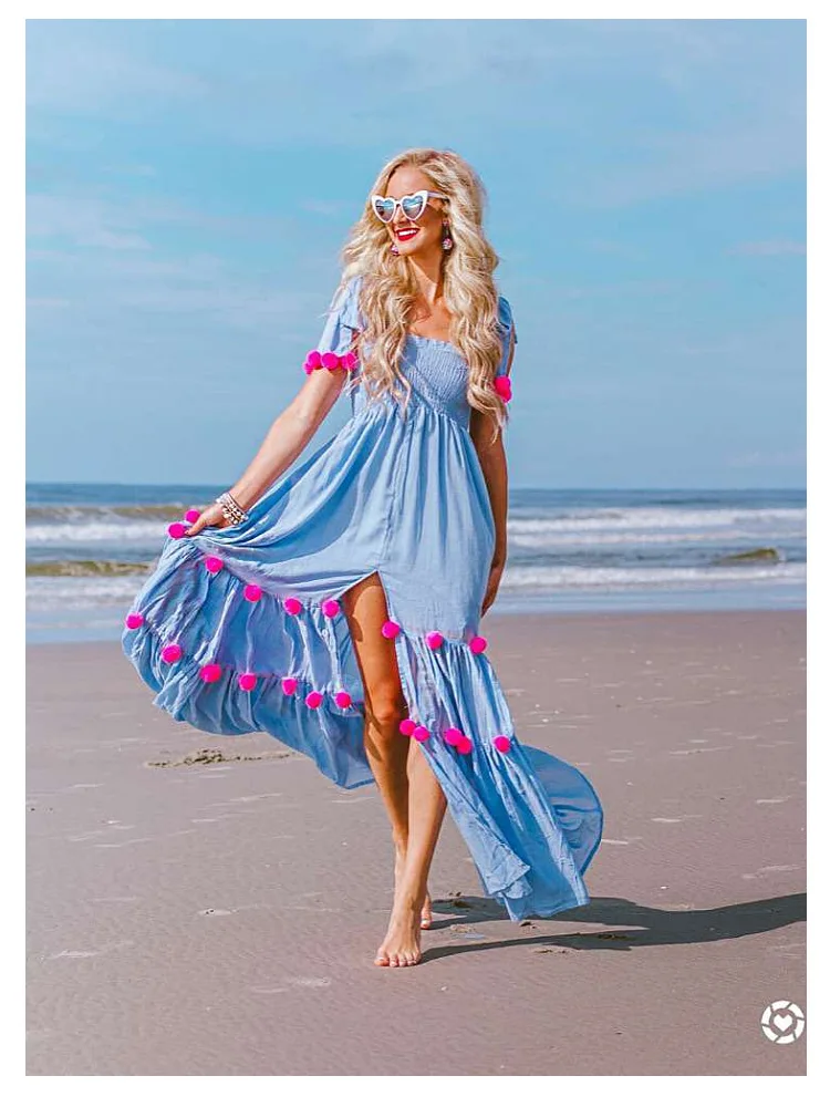 

Женское платье-макси на бретелях, повседневное длинное платье-трапеция в богемном стиле, без бретелек, пляжная одежда для отпуска, лето 2021