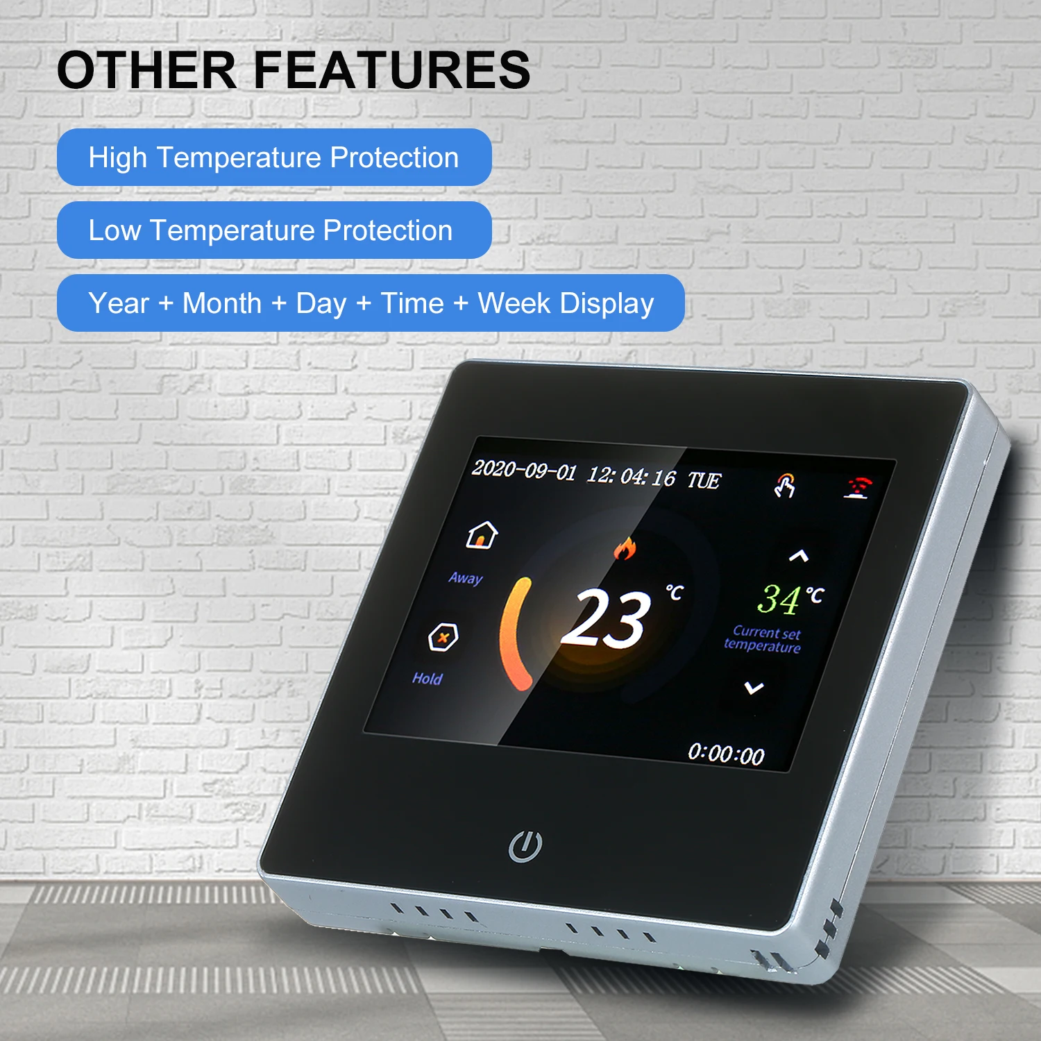 Цифровой термостат программируемый на неделю с Wi-Fi сенсорным ЖК-экраном
