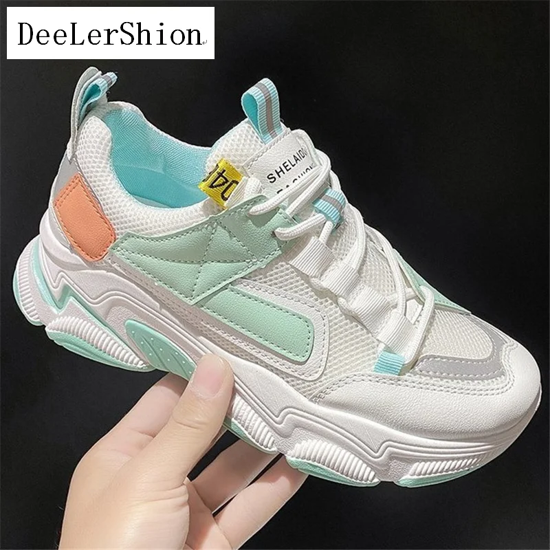 Женские массивные кроссовки черные или розовые дышащие сетчатые повседневные на