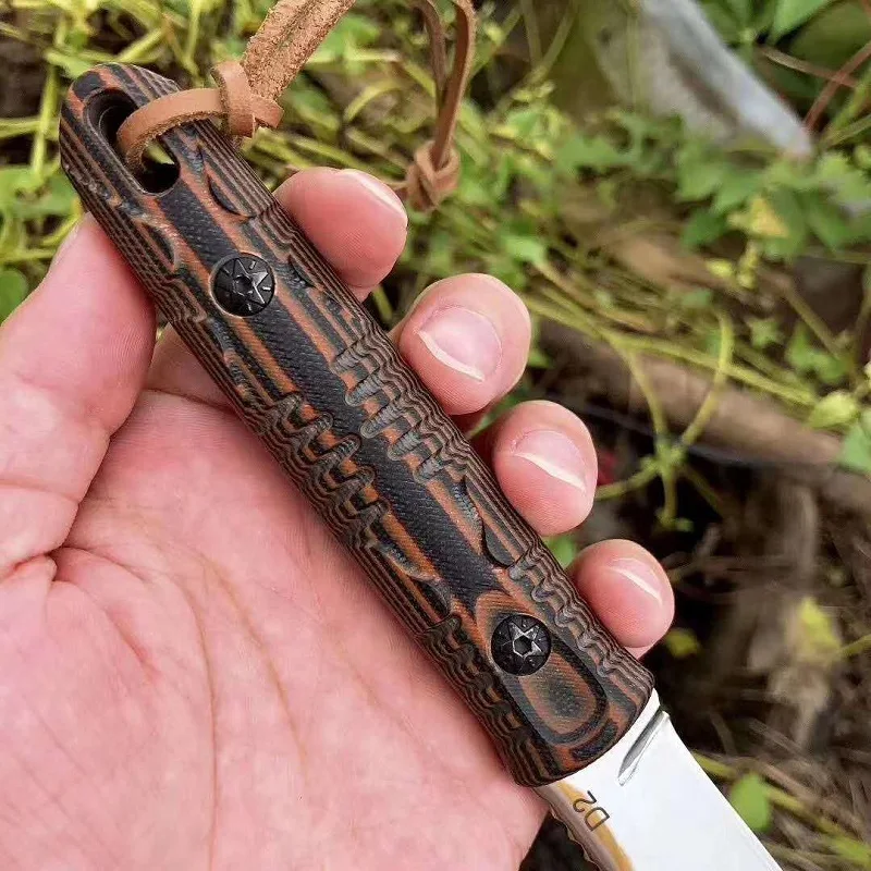 

Good Quality D2 Steel Fixed Blade High Hardness Outdoor Military Tactical Camping High Hardness Brown Hunting Straight Knife
