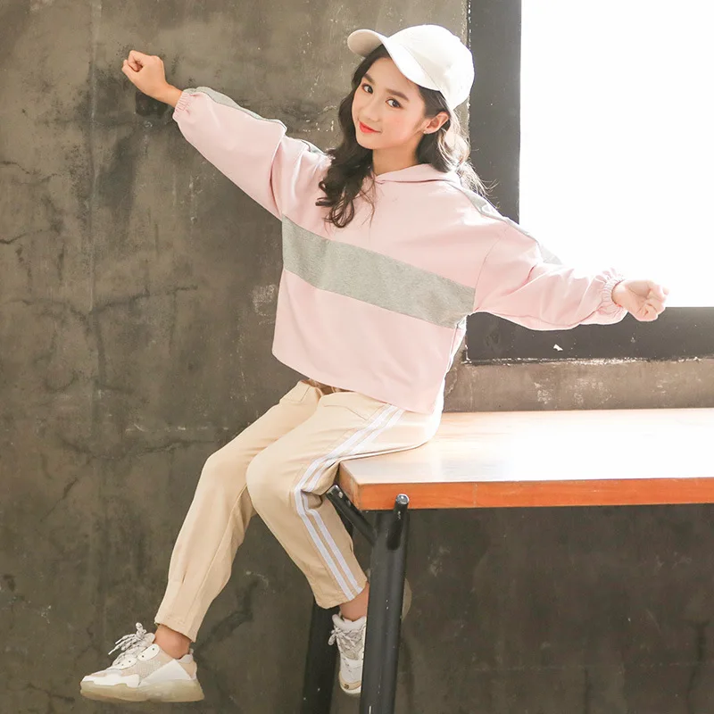 Одежда для девочек подростков комплект детской одежды хлопковый свитшот + штаны