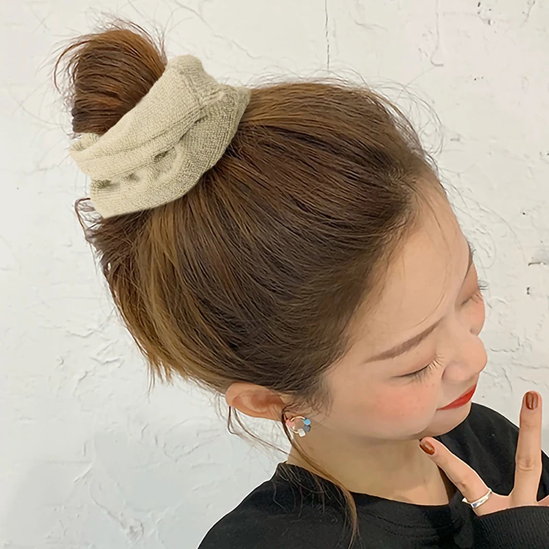 

2021 New Solid Color Towel Stripe Hair Scrunchie Elastic Hair Bands Korean Hair Accessories For Women Girls Ponytail Headwear
