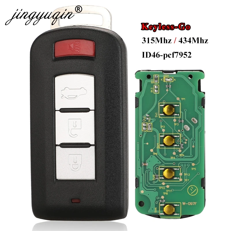 Умный дистанционный ключ jingyuqin Keyless go 3 + 1B 315 МГц/434 МГц ID46 PCF7952 для Mitsubishi Lancer Outlander 2008