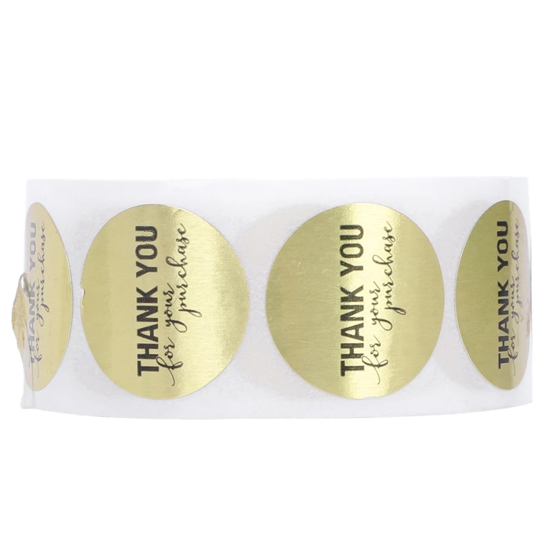 1 дюймовая круглая Золотая фольга спасибо за покупку наклеек/500 этикеток в рулоне