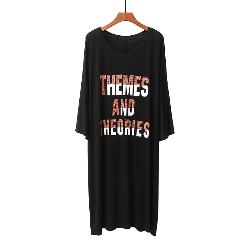 

Fashon Modal Nightdress Women's Summer New Letter Printed Nightgown Home Clothes Sleepwear Femme Loose Pajamas Comfort Homewear