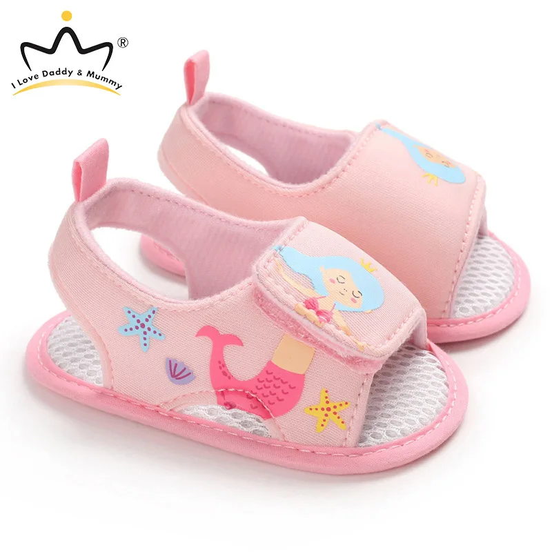 Летние детские сандалии из мягкого хлопка Милая обувь принцессы с короной