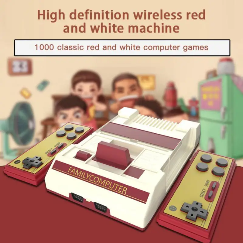 Консоль игровая портативная, ретро, 2,4 ГГц, 1000 встроенных игр, 2 ручки