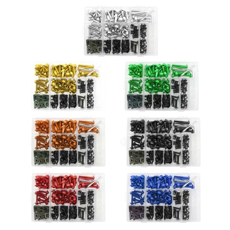 

193PCS/Set CNC Alloy M6 M5 Fairing Bolts Kit Bodywork Screws Nut For Motorcycle 7 colors Applicable model motorcycle