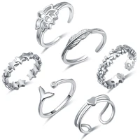 6pcs adjustable stainless steel toe rings for women open tail ring women beach foot jewelry gold and silver hypoallergenic ring