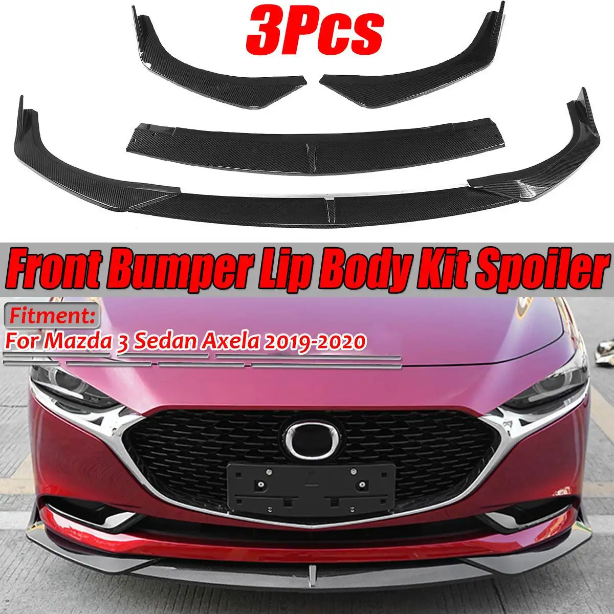 Разветвитель переднего бампера для Mazda 3 Sedan Axela защитный спойлер из углеродного