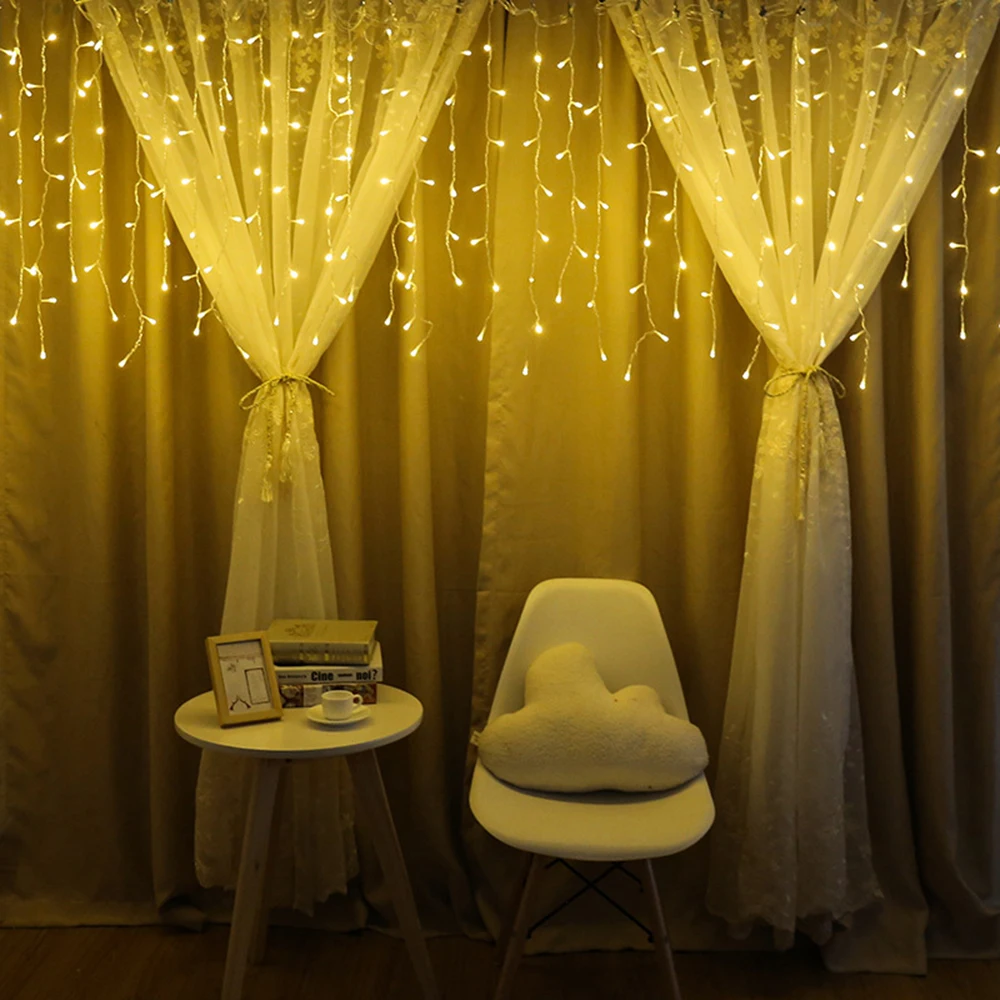 Christmas Garland LED Curtain Icicle String Lights 3.5m 100 Leds Indoor Outdoor Drop Party Garden Decorative Fairy Light | Освещение