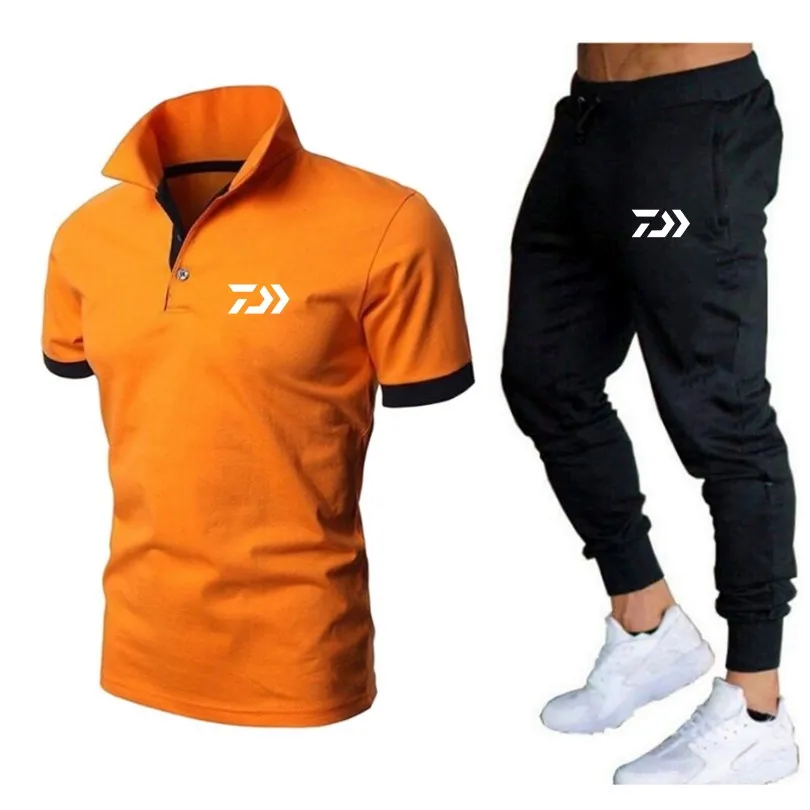 

2 piece set men's Daiwa Fishing T-shirt shorts summer polo short-sleeved trousers thin pants sportswear men's basketball shirt