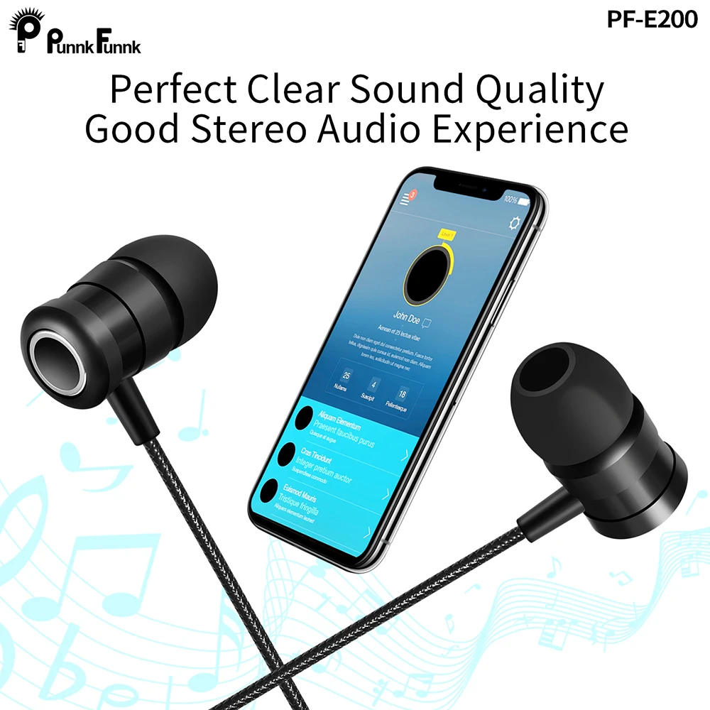 

PunnkFunnk Deep Bass Stereo Earphones In-Ear Sport headsets with mic for xiaomi iPhone Samsung earbud fone de ouvido auriculares