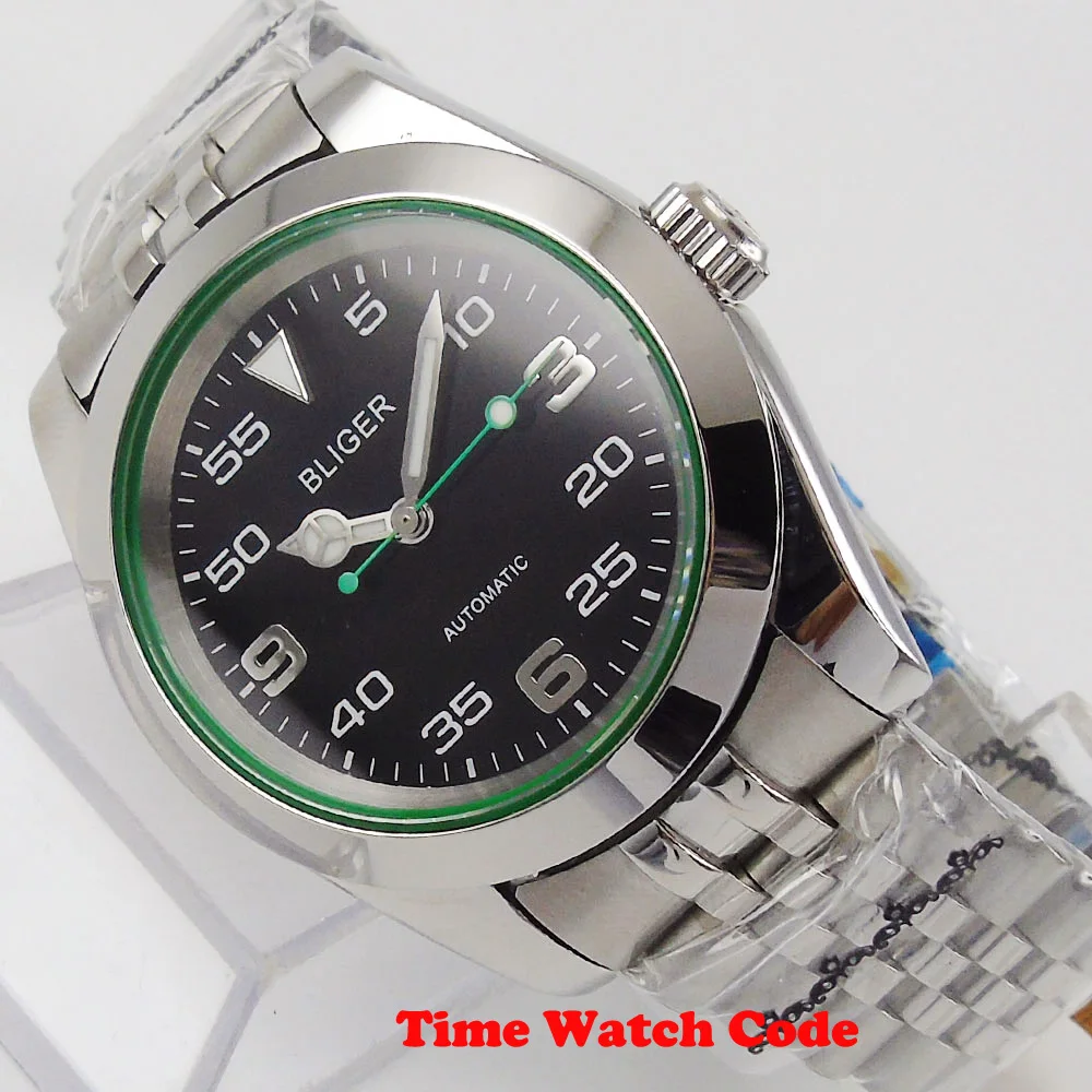 Часы Bliger Мужские автоматические роскошные юбилейные браслеты с черным