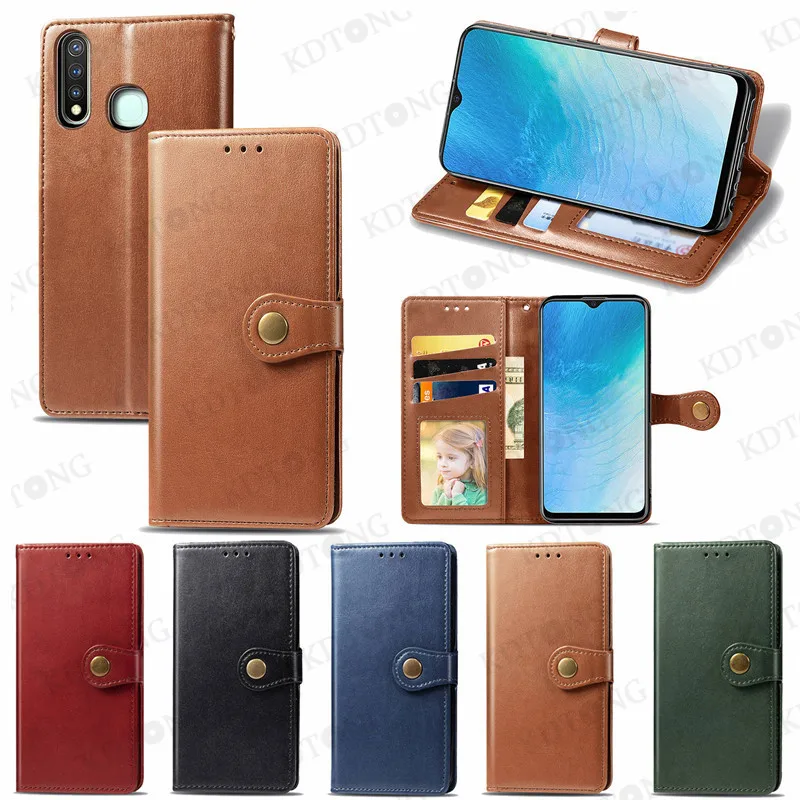 

Solid Color Round Buckle Case For VIVO IQOO NEO S1 U3 Y19 Y5S Y7S Plain Simple Fashion HotSale Retro Leather Phone Cases Cover