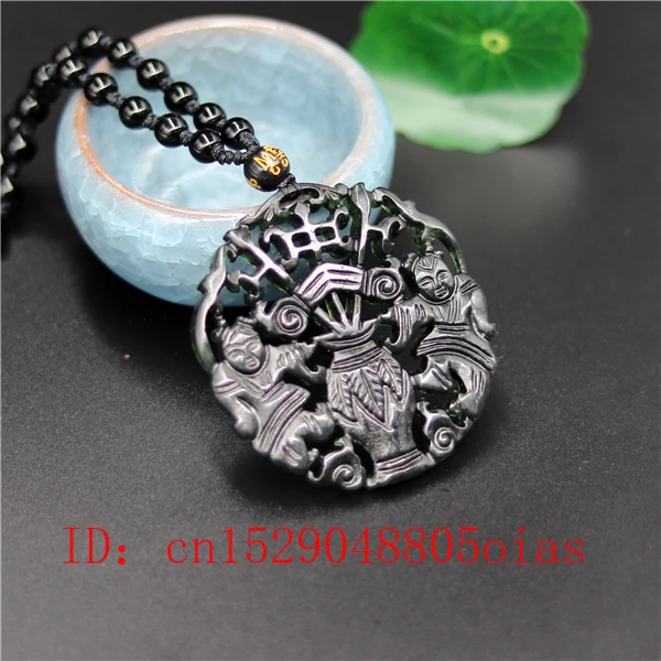 Натуральный черный зеленый нефрит в китайском стиле ожерелье из бисера