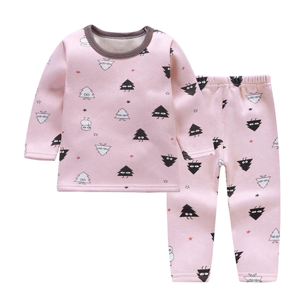 CYSINCOS Kids Boys Girls Plus Velvet Thick Underwear Baby Winter Warm Pajamas Jammies Suit 2PCS Children Outfit | Детская одежда и
