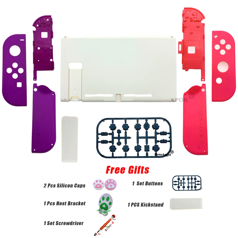 

2020 Newest Custom Replacement Housing Shell Case for Nintend Switch with Kickstand Limited Edition Purple Pink Cover for Joycon