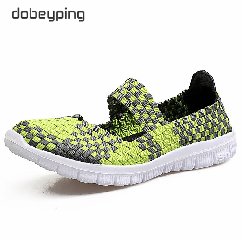 dobeyping Spring Autumn Women's Sneakers Colorful Woven Female Flats Casual Slip On Shoes Woman Light Weight Walking Women Shoe