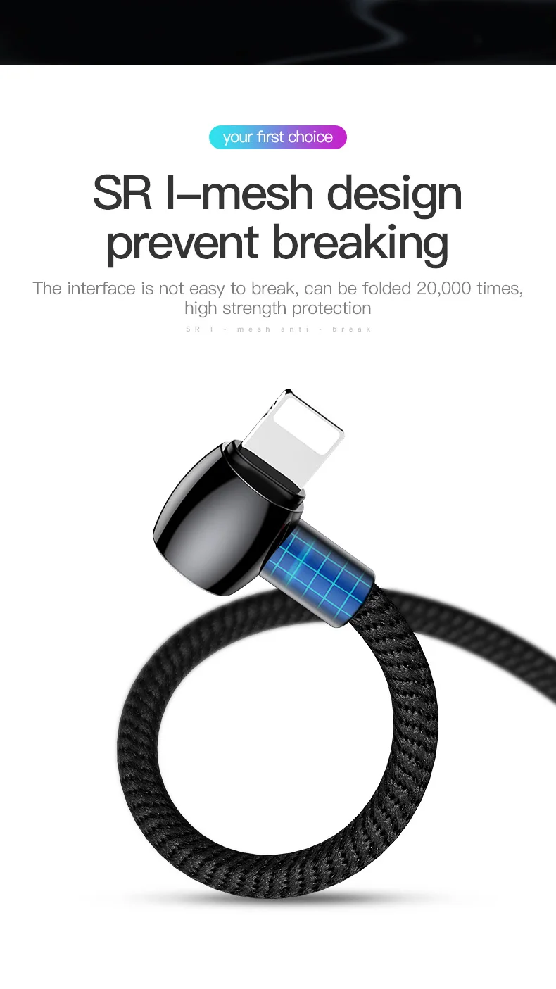 TOTU 1,2 м нейлоновый USB кабель для зарядки телефона для Iphone 11 Pro Max кабель с светодиодный светильник для зарядки Iphone X 8 7 6 Plus зарядное устройство