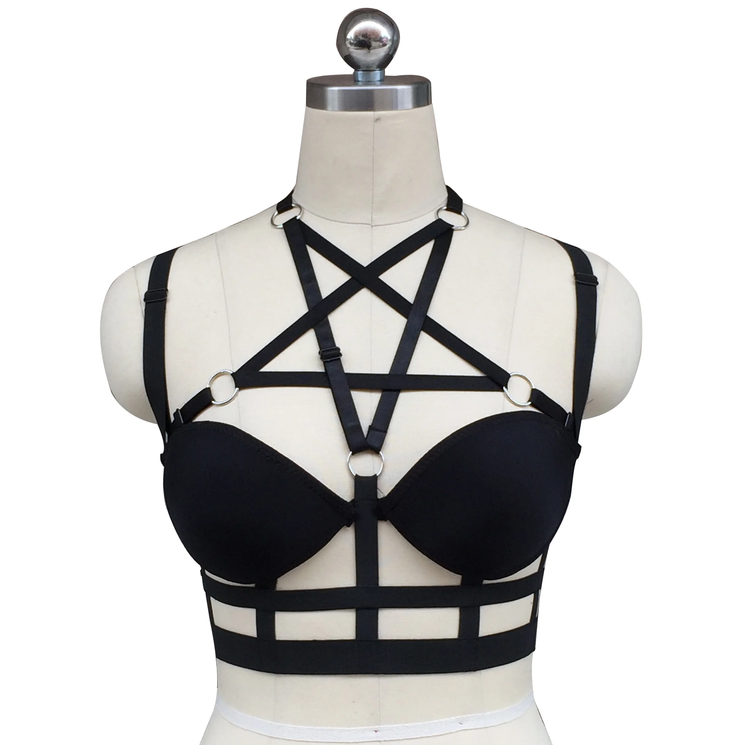 

Cheapest Body Cage Bondage Harness Women Sexy Lingerie 90s Black Body Harness Belt Gothic Crop Tops Cage Bralette Fetish Harness