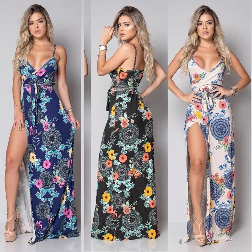 Taniafa женская мода глубокий v образный вырез камзол длинные пляжные платья летние