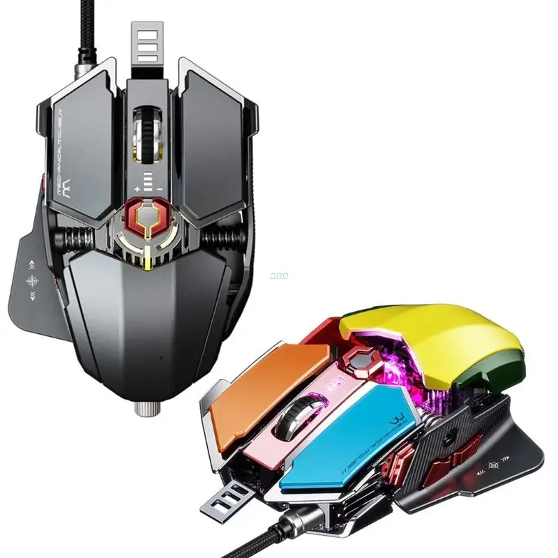 

Adjustable Gaming Mouse USB Computer Mice Cool Mechanical Metal Appearance