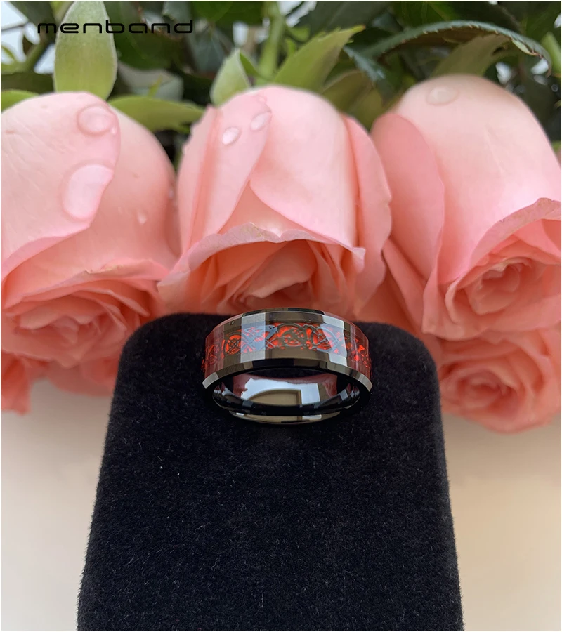 Мужские и женские обручальные кольца черное вольфрамовое кольцо с красным