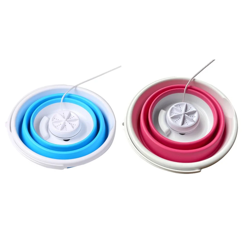 

2020 Mini Ultrasonic Washing Machine Foldable Bucket Shape Laundry Clothes Washer For Home Travel USB Powered