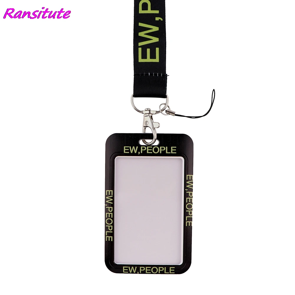 

Ransitute R2108 Ew People Phone Shape Funny Lanyard Card ID Holder Phone USB Badge Kids Key Ring Holder Personality Jewelry