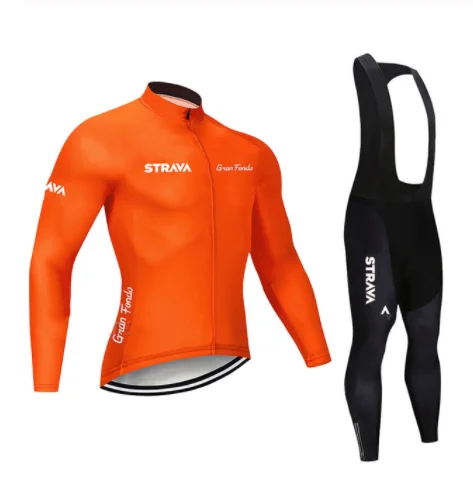 

STRAVA-de ropa de ciclismo manga larga para hombre, serie primavera otoño 2020, almohadilla gel transpirable al aire libre 19D