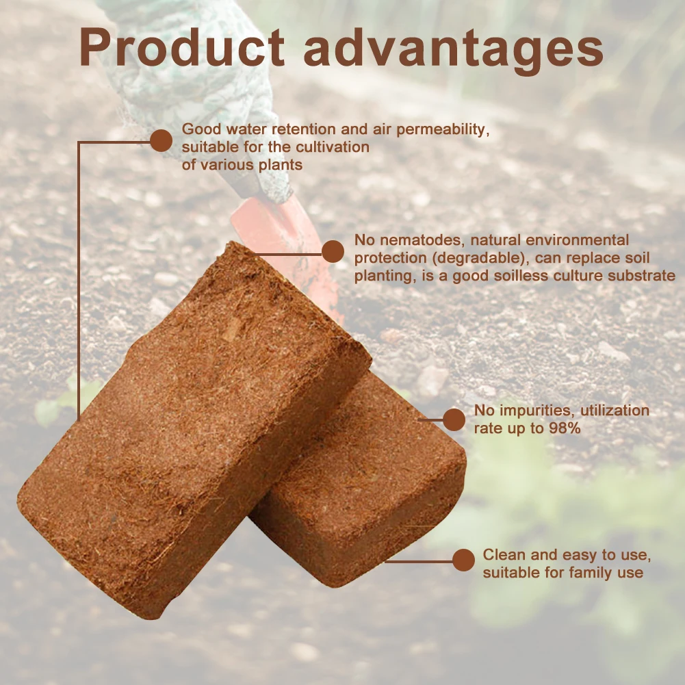 

3pcs Plant Nutrient Soil Substrate Lightweight Expandable Compressed For Garden Coconut Fiber Coir Brick Growing Media Natural