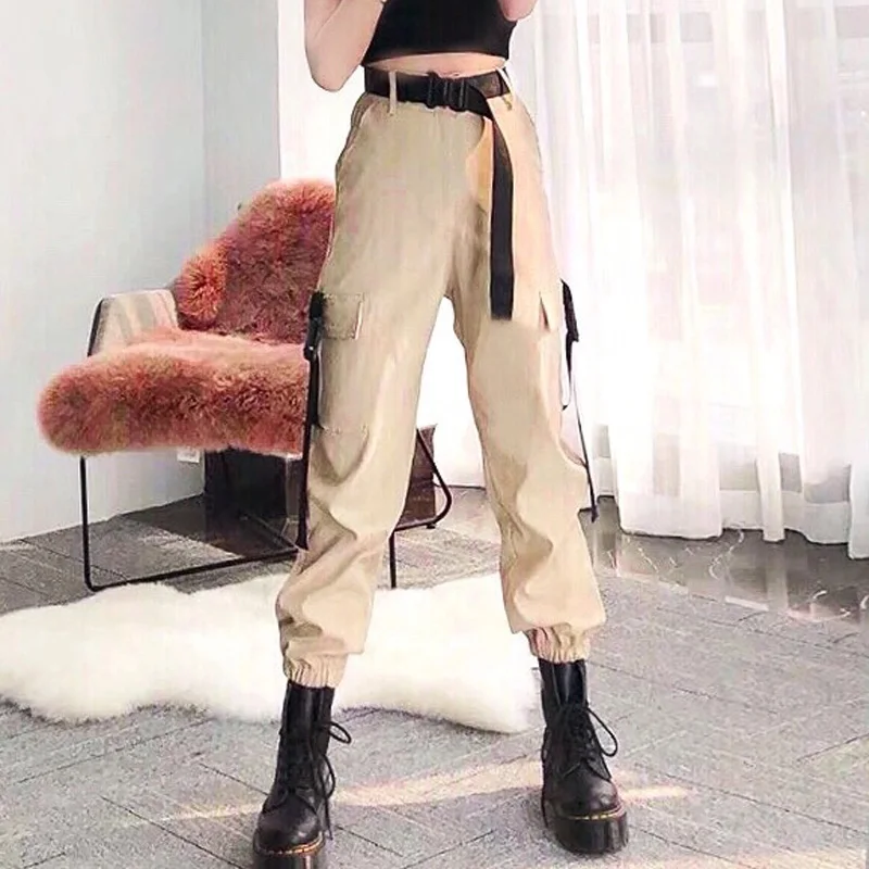 Брюки-карго женские с завышенной талией свободные джоггеры брюки-султанки в