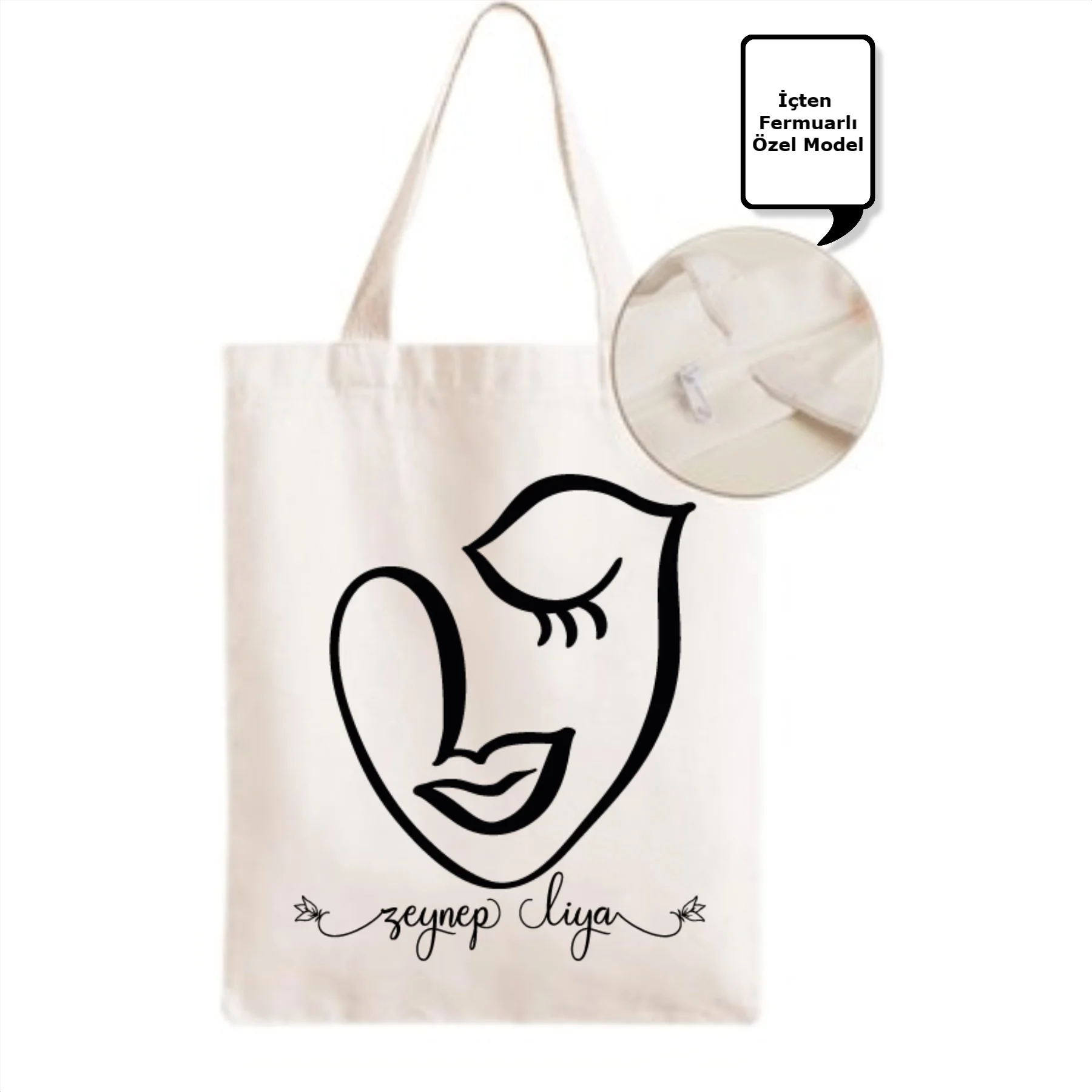 

Personalized Abstract Face Themed Zipper Cloth Bag-3