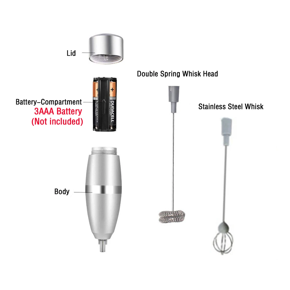 

Portable Handheld Mixer Milk Frother Egg Beater Coffee Milk Drink Juice Food Whisk Stirrer Blender Battery Blender