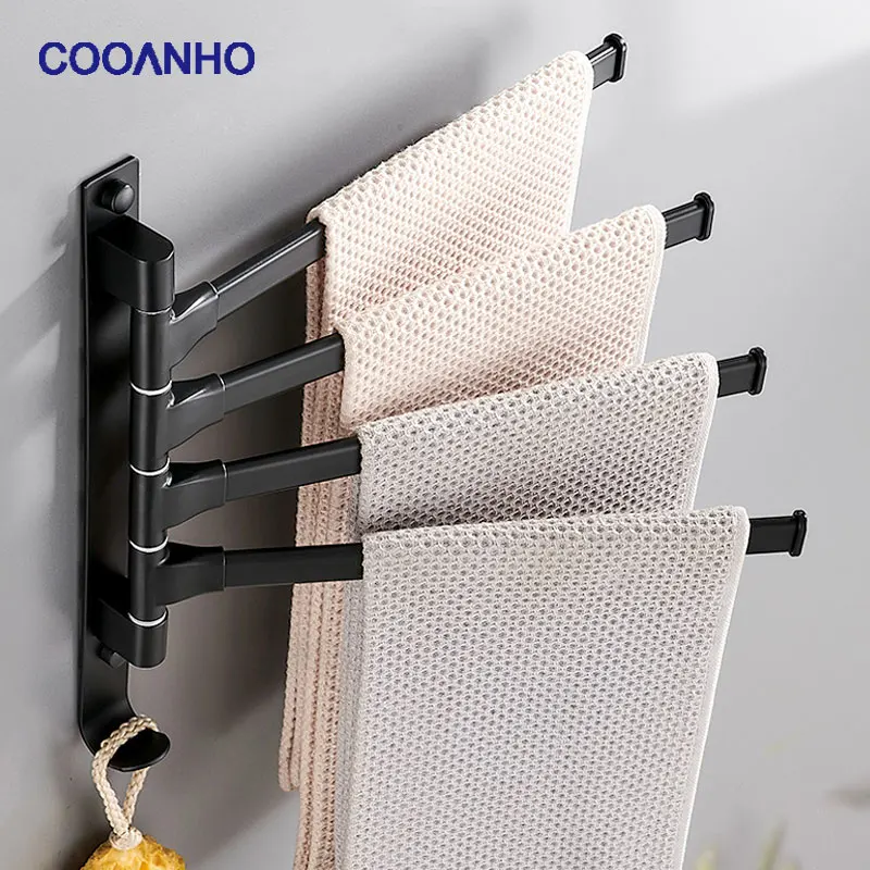 Bar Wall Mounted Bathroom Swing Hanger Towel Rack Holder Mat