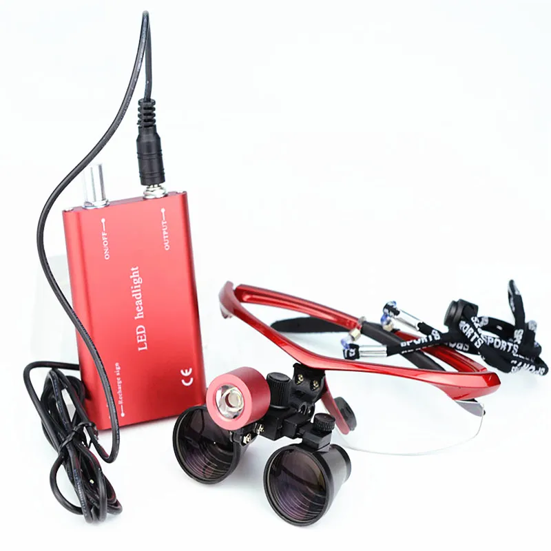 Медицинский светодиодный налобный фонарь 3 Вт + бинокулярная Лупа 2 5/раза