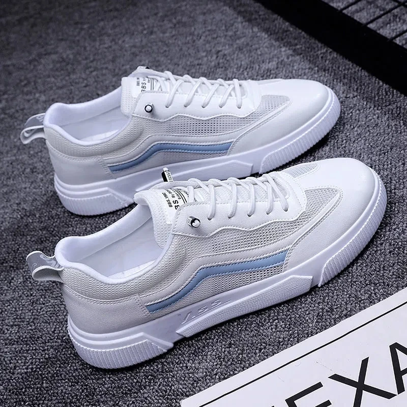 

Men's White Casual Sneakers 2021 Summer Mesh Vulcanized Shoes Boys Tenis Sport Shoes Male Sneakers Men Canvas and Leather Shoe