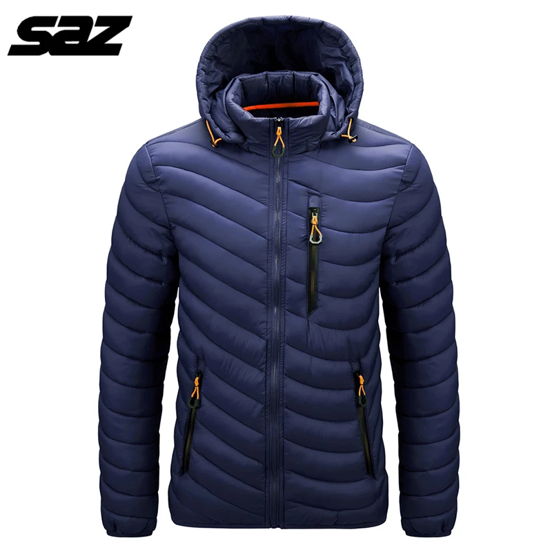 Мужская теплая водонепроницаемая куртка SAZ Повседневная плотная с капюшоном