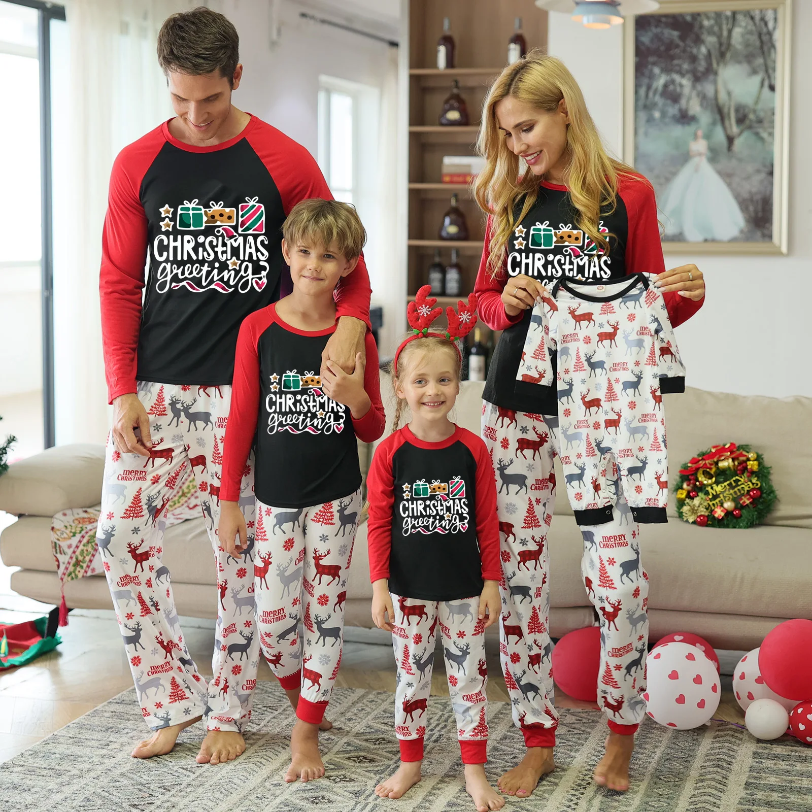 

Family matching outfits mother kids Christmas pajamas 2021Fashion Santa Stitching Adult Children's Set Baby Jumpsuit Family Sets