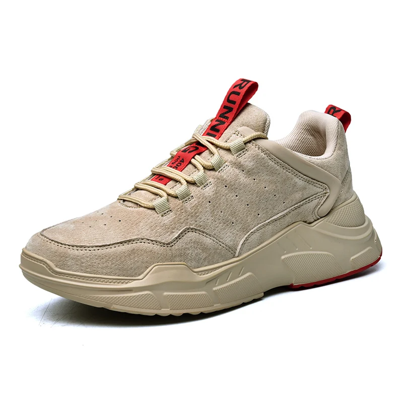 S2883-Khaki SUROM/Брендовые мужские кроссовки черного цвета на шнуровке; Мужская обувь; Повседневная дышащая Легкая сетчатая модная обувь на плоской подошве; уличные Нескользящие кроссовки - Цвет: S2883-Khaki