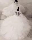 Жемчужное кружевное Многоярусное белое платье с цветочным узором для девочек на свадьбу; Детское бальное платье из тюля; Одежда для дня рождения и причастия