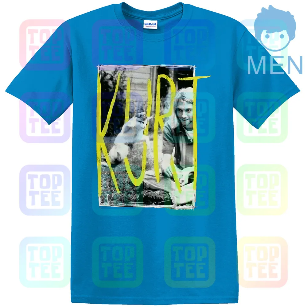 MEN-ROYAL BLUE Kurt Cobain& Kitten Cat 90s Icon Nirvana черная футболка Новинка! Панк гранж(3D5 - Цвет: MEN-ROYAL BLUE
