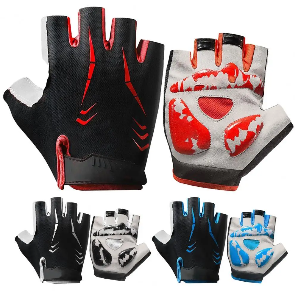 

1 Pair Workout Gloves Sports Cycling Shock Absorber Fingerless Half Finger Breathable Nylon Wrist Support Cycling Bike Gloves