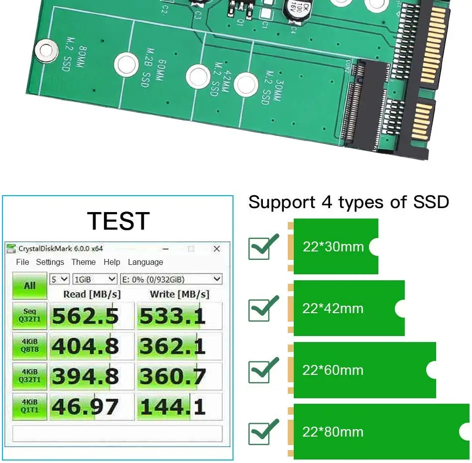 onvian m2 sata адаптер sata iii для m 2 ngff ssd конверте