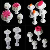 4pcsset plum daisy cookie plunger cutter fondant gum paste cupcake toppers mold oval biscuit cake decorating press pastry tools