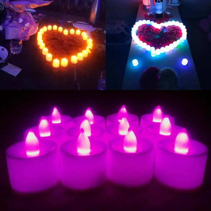 10 шт. LED свеча чайный светильник цветное пламя безопасности для домашней