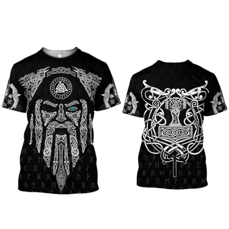 

Viking print T-shirt men's trendy clothing Harajuku summer new style 2021 new