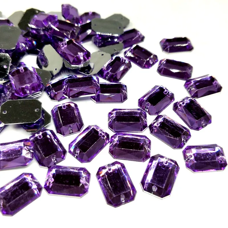 purple HL 100 шт./лот 13 мм х 10 мм Пришивные 2 отверстия акриловые плоские с оборота Стразы для шитья Сумки Одежда Обувь - Цвет: purple